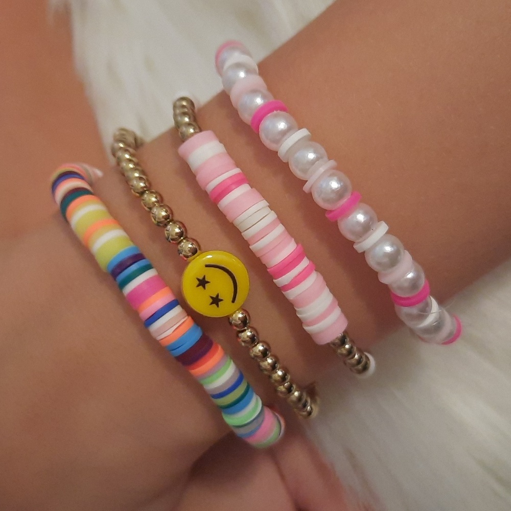 Kids Charm Bracelets-Clay beads-4 pcs